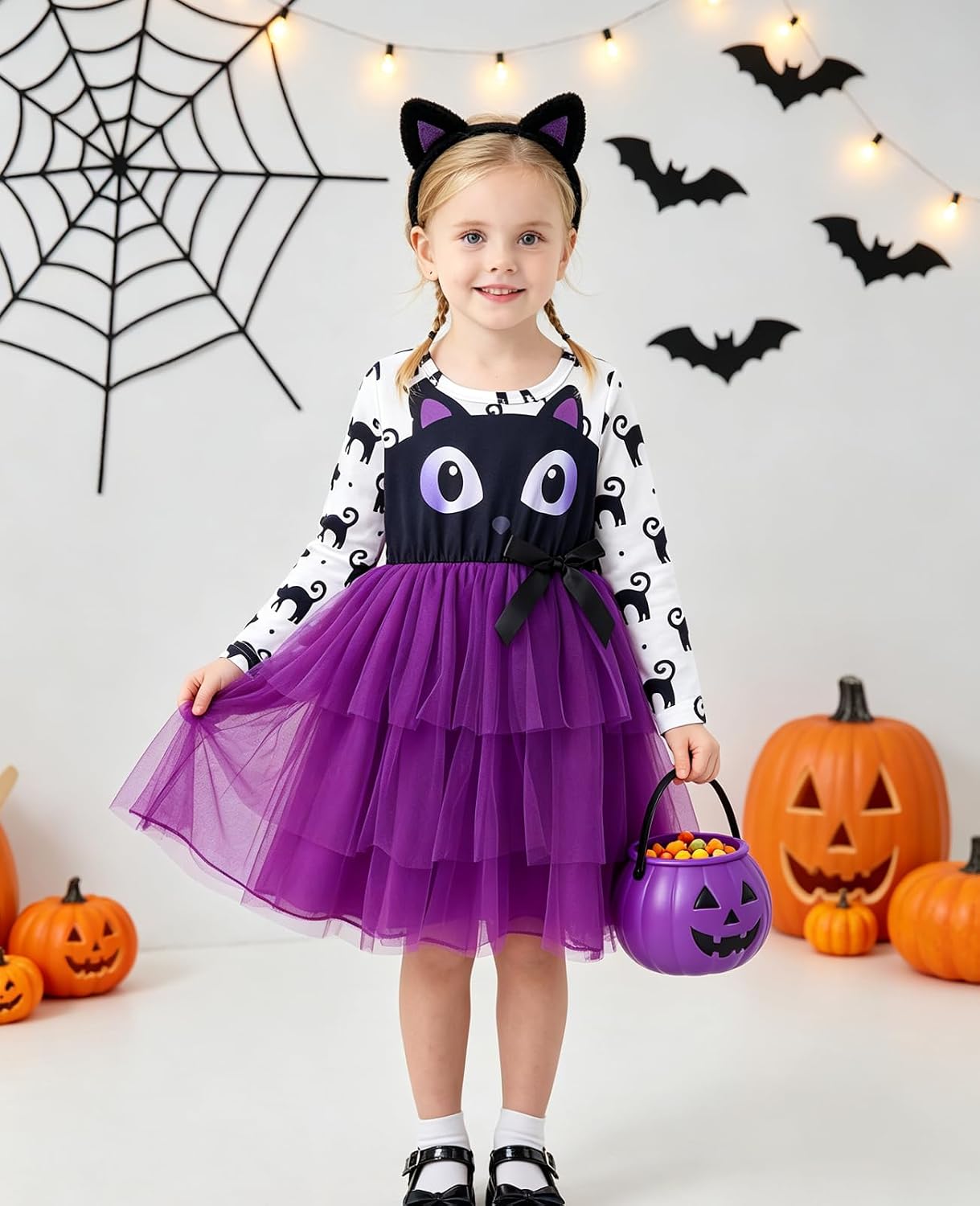 Vieille Toddler Girls Halloween Dress Long Sleeve Tutu Dresses 2-6 Years