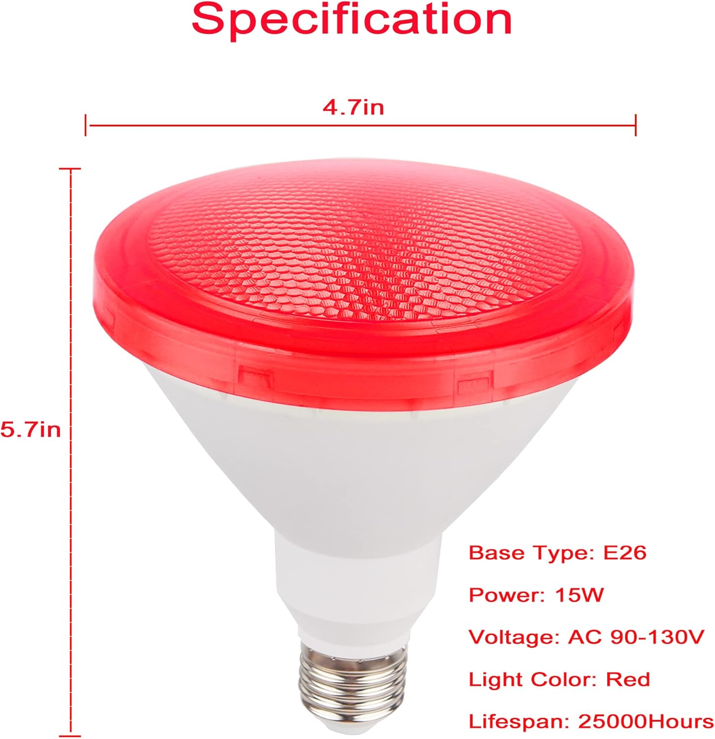 GREENIC Red LED Flood Light Bulb, 15W (100 Watt Equivalent), E26 Base Par38 Red Light Bulbs for Bedroom, Porch, Valentine's Day, Halloween, Christmas, Holiday, Party (2 Pack)