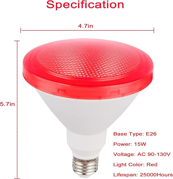 GREENIC Red LED Flood Light Bulb, 15W (100 Watt Equivalent), E26 Base Par38 Red Light Bulbs for Bedroom, Porch, Valentine's Day, Halloween, Christmas, Holiday, Party (2 Pack)