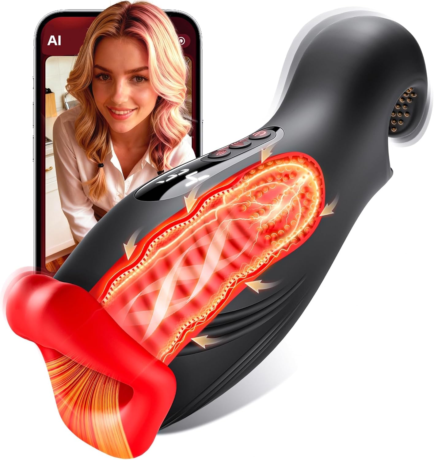 Uoffile Sex Toys for Men Male Masturbator - APP Control Male Sex Toy AI Sync with 4 Squeeze & 9 Vibrating Modes, Adult Toy Penis Pump Pocket Pussy, Mens Sex Toys Stroker Blowjob Sex Machine