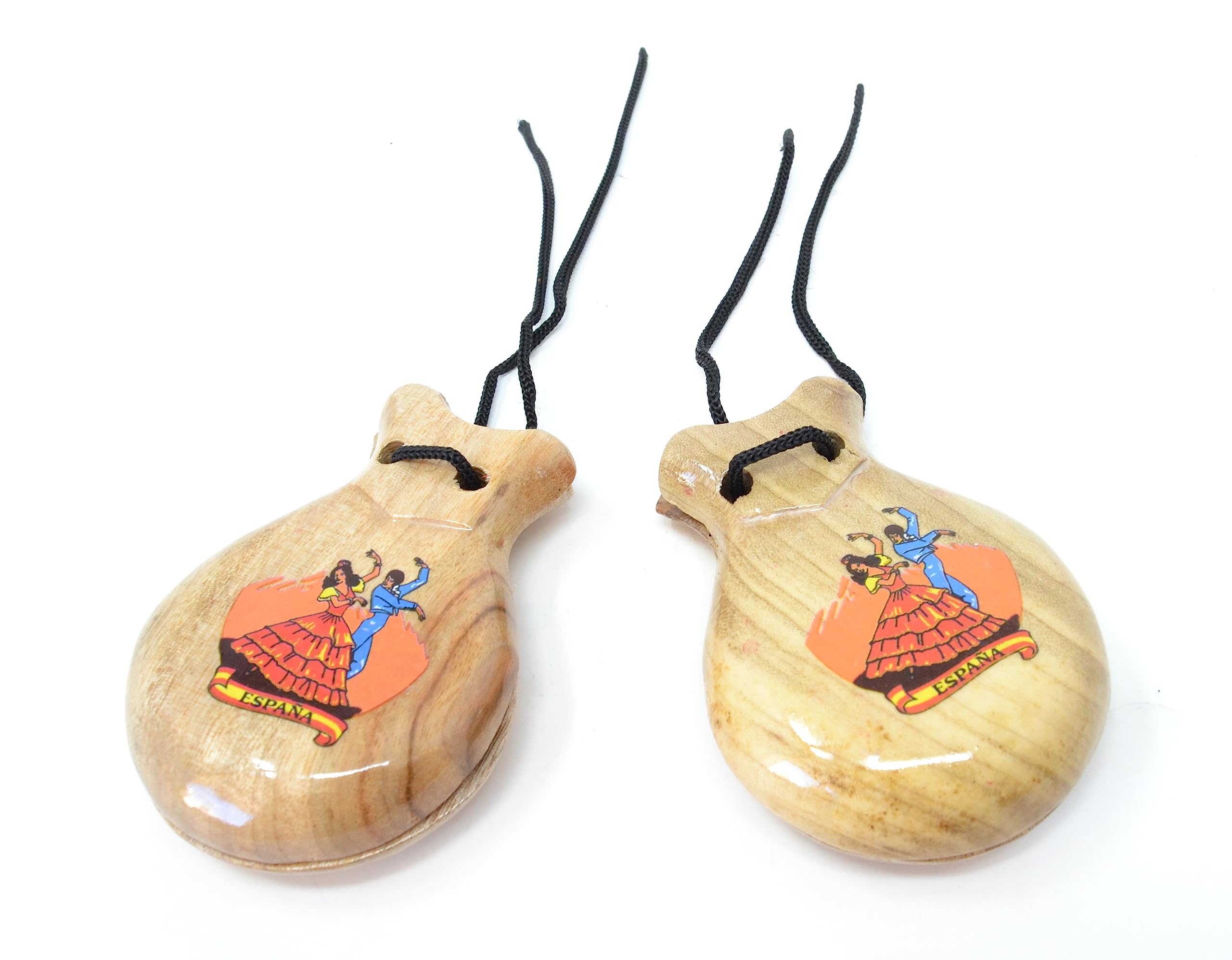 Image secondaire de Paire de Castagnettes Espagnoles en Bois de Pin pour Enfants - 6 cm
