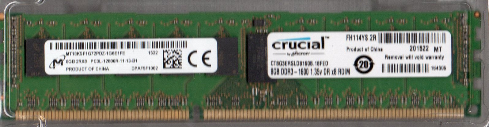 Amazon | MICRON MT18KSF1G72PDZ-1G6E1FE PC3L-12800R DDR3 1600 8GB