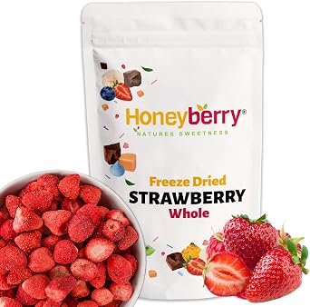 Freeze Dried Whole Strawberries 50g - No Added Sugar, 100% Natural, Gluten Free, Vegan Friendly Dry Strawberry - for Baking, Smoothies, Cake Decoration, Cocktail Garnish - Fruits for Drinks or Snacks
