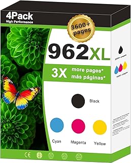 962XL Ink Cartridge Combo Pack Compatible for HP962xl 962 XL Printer for OfficeJet Pro 9010e 9012e 9014e 9015e 9016 9018e 9019e 9020e 9022e 9025e 9028e Printers; Black and Color Ink Cartridge(4-Pack)