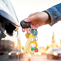 Vista 4 de Juego de llaveros de frutas con forma de durazno para mujer, bolso y colgante, Amarillo