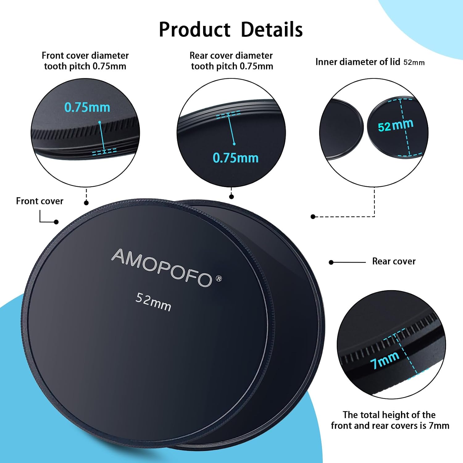 52mm Metal Lens Cap,Compatible with All Any 52mm with Camera Thread Lens and 52mm Camera Accessory.CNC MACHINED(Front Cover+Rear Cover) image 3
