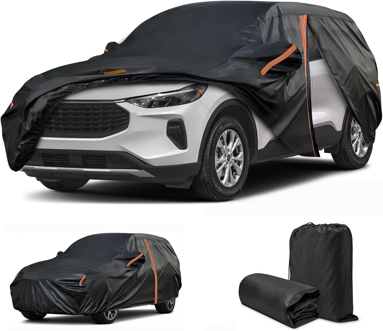 Car Cover for Ford Escape 2001-2025, for Kia Sportage 2011-2025, Custom Fit All Weather Waterproof, SUV Snow Cover with Reflective Strip/Door Zipper, Outdoor Car Cover Sun UV Dust Hail Protection