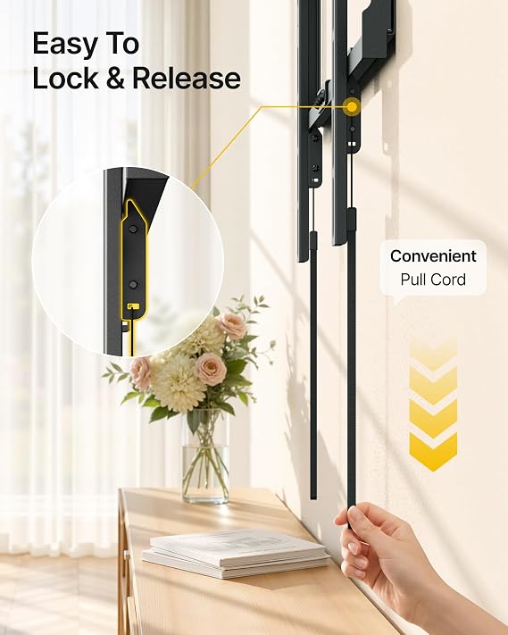 monTEK Fixed Low Profile TV Wall Mount for 37-86 TVs, Max 165lbs | Heavy Duty Flush TV Bracket for Flat Curved Screen, Fits 16/18/24 Studs, VESA 600x400