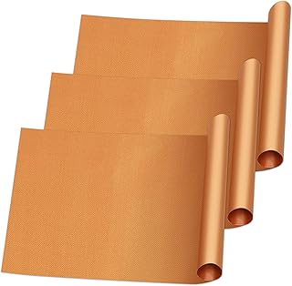 Large Oven Liners for Bottom of Electric Oven, 3-Pack Heavy Duty Mat Set, Thick Reusable Protector Liner, 15.75 x 23.62 Inch, Brown