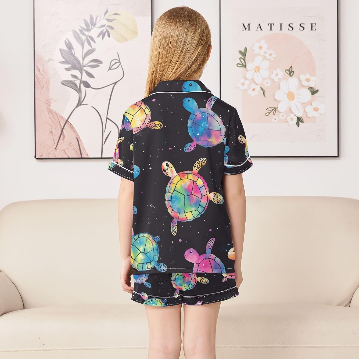 Silk Pajamas Sets Soft Satin 2 Piece Pjs Set Short Sleeve Sleepwear Nightwear