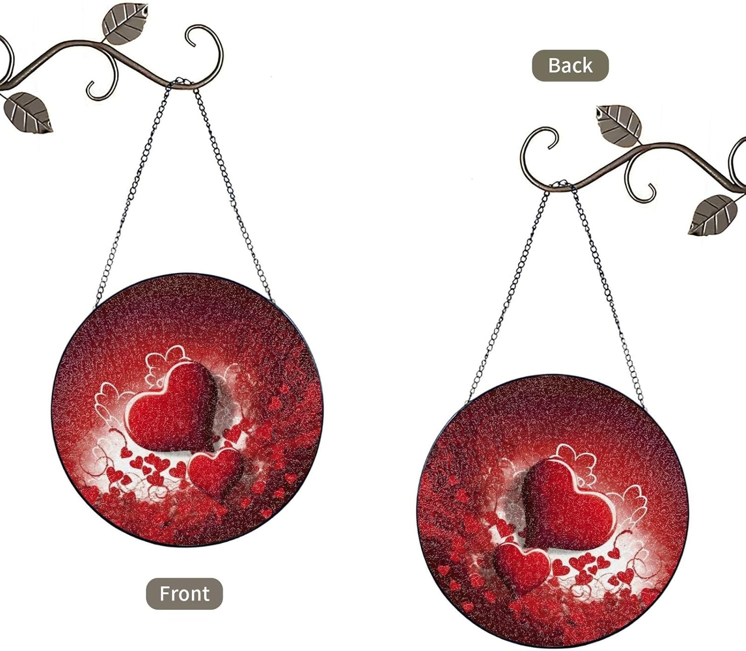 Stained Glass Window Hanging 10in（25cm）, Valentine Day Sun Catchers Indoor Window, Stained Glass Suncatcher Ornament with Metal Chain, Wall Art Home Decor Gift for Women Mother's Day