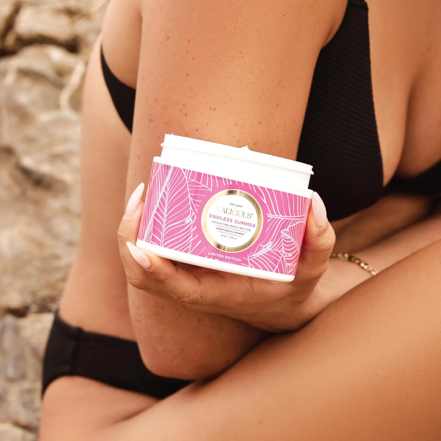 LaLicious Endless Summer Whipped Body Butter 8oz – Ultra-Hydrating Shea Butter Body Cream with Hyaluronic Acid, Vitamin C & Peptides – Deep Moisturizing Lotion for Dry Skin, Firming & Skin-Softening