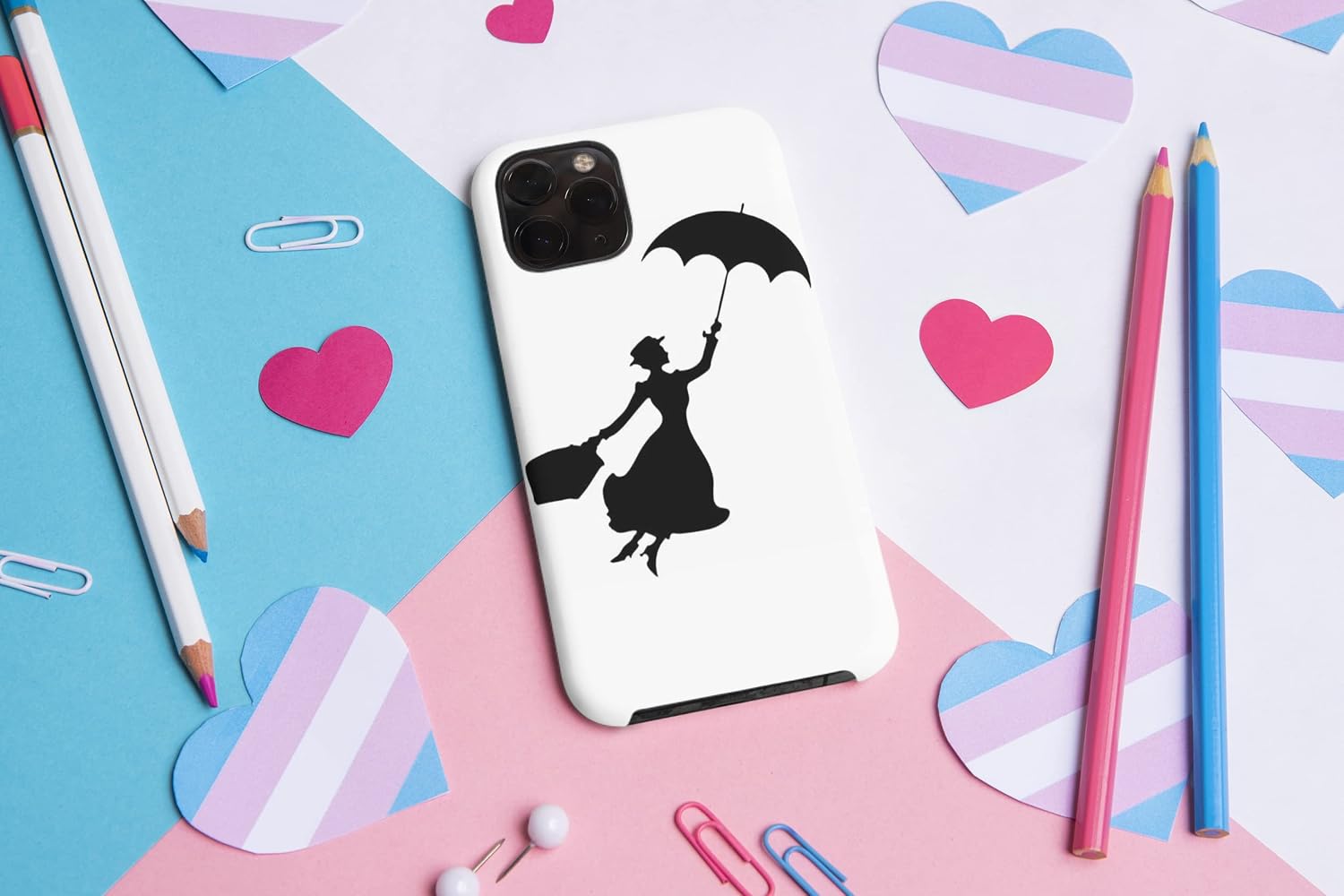Flying Nanny Silhouette Waterproof Decal - Car Bumper Sticker - Light Switch Sticker - Wall Decal (14cm x 12cm, Black)