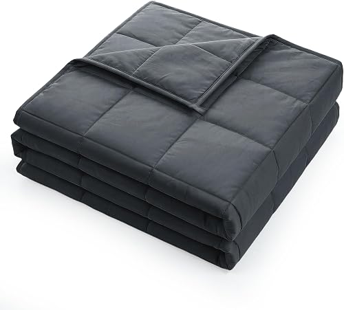 Serentra Weighted Blanket Queen 17 lbs 60x80 Dark Grey, Breathable Glass Bead Blanket for Adults