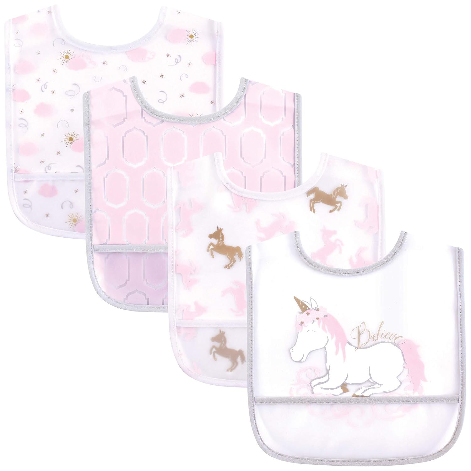 Yoga Sprout Waterproof Bibs, 5 Pack, Flamingo