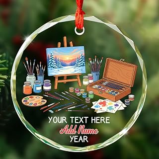 Personalized Text Name & Year Best Artist Ever Glass Ornament, Customized Artist Christmas Ornament 2025, Art Teacher Christmas Ornaments, Painting Lover Keepsake, Gift for Men Women Painter