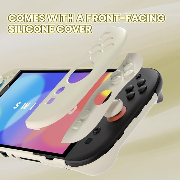PlayVital Funda Protectora para Nintendo Switch 2 - Carcasa Rígida con Tapas para Joystick, Pegatina y Botones, Compatible con Dock, Antirayaduras y Antigolpes (Amarillo Antiguo) - 4