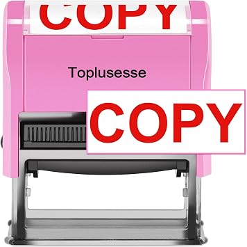 Copy Stamp Self Inking Message Stamp Office Supplies- Pink Mount Red Ink
