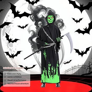 Set costume da Tristo Mietitore di Halloween con mantello con cappuccio