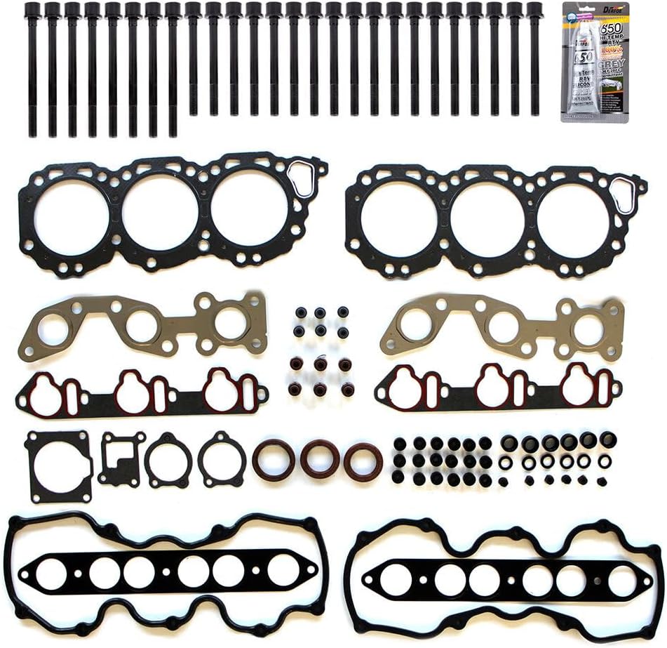 Cylinder Head Gasket Set W/Head Bolts Fit for INFINITI QX4 3.3L,for Mercury Villager 3.3L,for Nissan Frontier 3.3L OE Replacement HS26219PT,HS26219PT-1