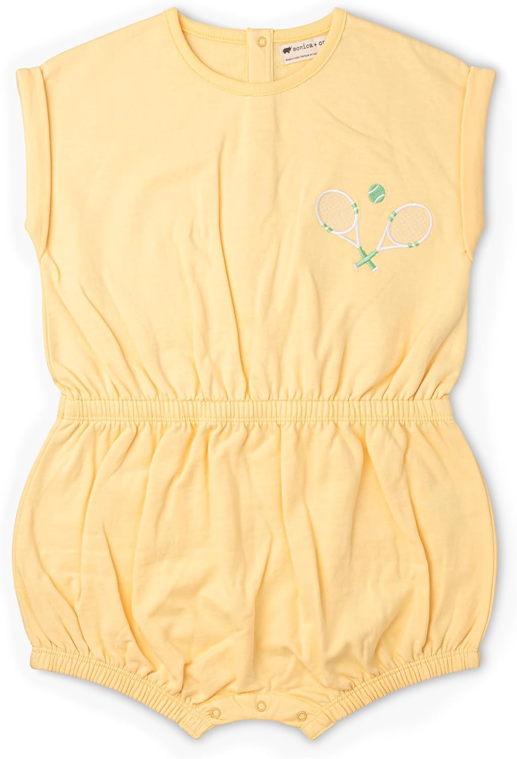 MONICA + ANDY Baby Romper, 100% Organic Baby Clothes for Girls, Elastic Waist Romper, Sizes For Newborn & Infant