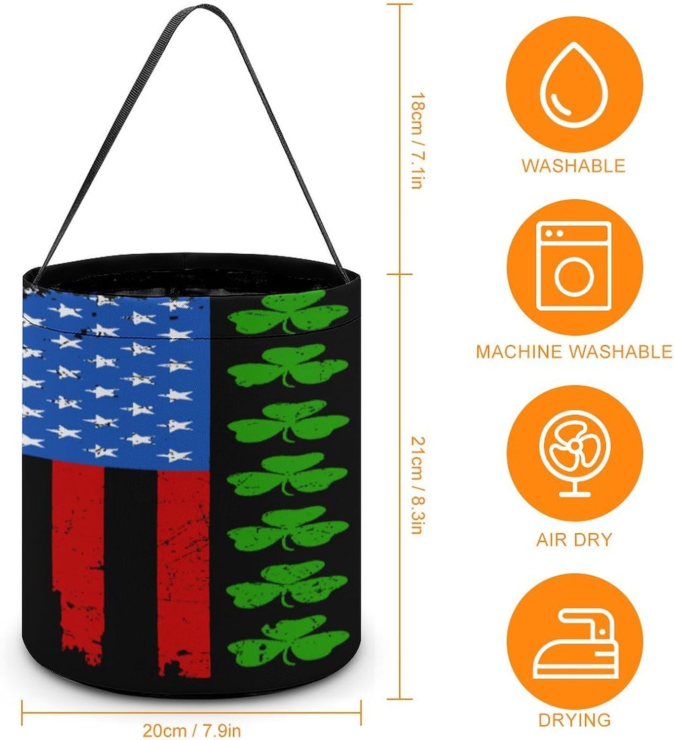 Irish Americans-Flag Halloween Treat Bag Reusable Candy Basket Tote Goody Bags Gift Party