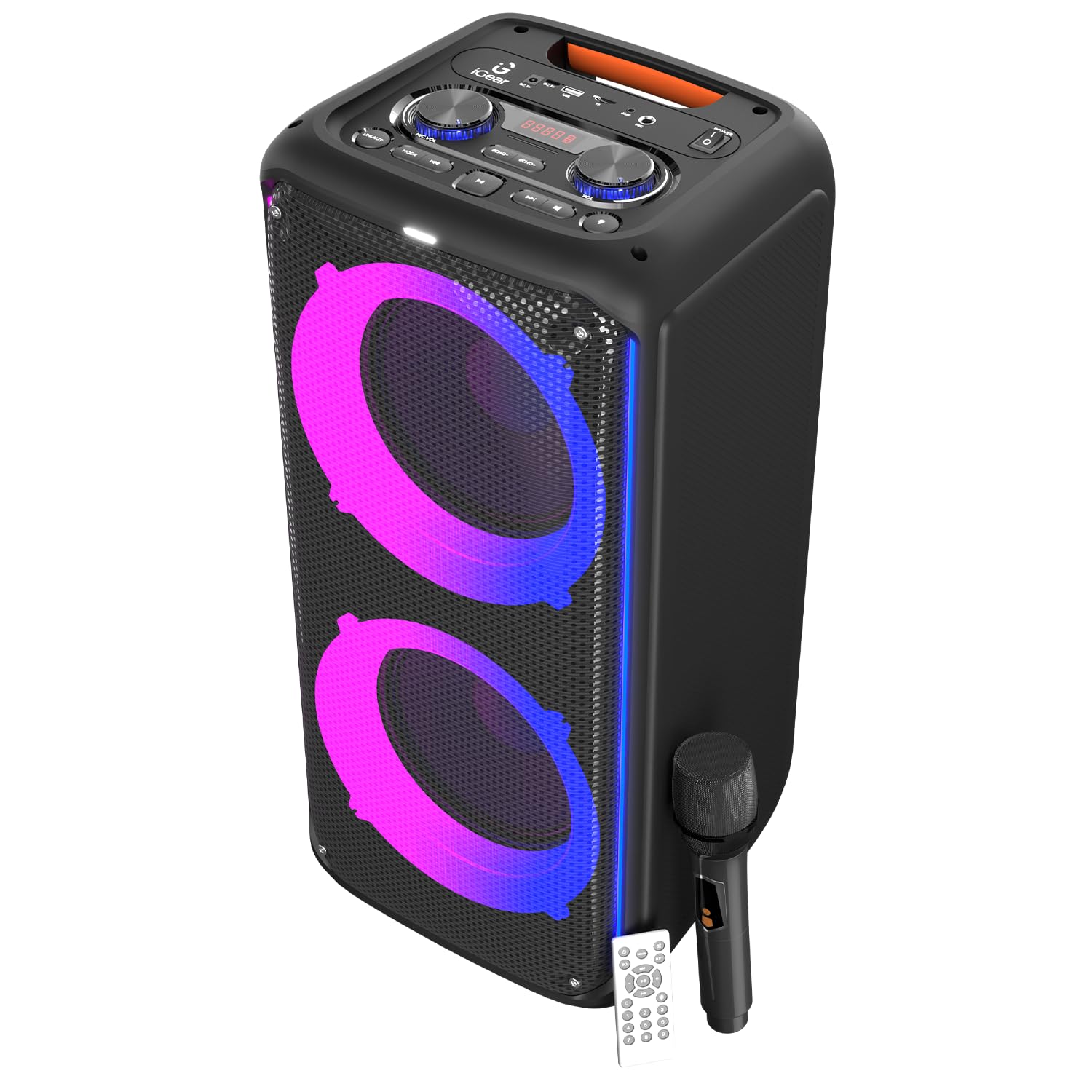 iGear X-Bass 60 Ultimate 60W Portable Bluetooth Party Speaker with Dual Bass Radiators, Rechargeable Karaoke Mic, Mesmerizing RGB Lights, TWS Mode, USB, TF/SD Card & AUX Input, Remote Control (Black) (B0CQK1G9HD) Amazon Price History, Amazon Price Tracker