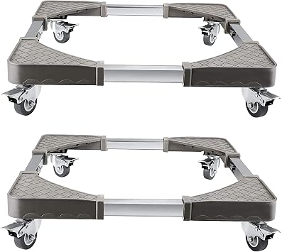 HOZEON 2 Pack Washing Machine Furniture Dolly, Telescopic Movable Trolley with 4 Locking Swivel Wheels Adjustable Moving Cart Heavy Duty Stand Base for Refrigerator Dryer, 480 lb