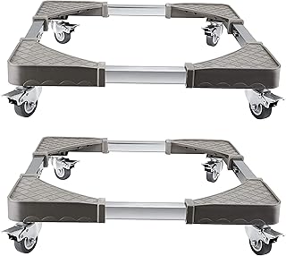 HOZEON 2 Pack Washing Machine Furniture Dolly, Telescopic Movable Trolley with 4 Locking Swivel Wheels Adjustable Moving Cart Heavy Duty Stand Base for Refrigerator Dryer, 480 lb
