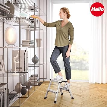 D60 Standardline 2-Step Stool Aluminum Step Ladder Silver - Safety Guard