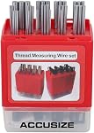 Accusize Industrial Tools U.S. and Metric Thread Measuring Wire Sets, Eg06-1002 | 48 Pc, 16 Sizes, 3-48 TPI and 0.5-6 mm Pitch, Three-Wire Method, Plastic Case, EG06-1002