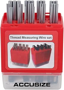 Accusize Industrial Tools U.S. and Metric Thread Measuring Wire Sets, Eg06-1002 | 48 Pc, 16 Sizes, 3-48 TPI and 0.5-6 mm Pitch, Three-Wire Method, Plastic Case, EG06-1002