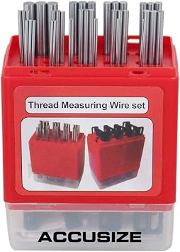 Accusize Industrial Tools U.S. and Metric Thread Measuring Wire Set with Thread Measuring Wire Holders, Eg06-1002
