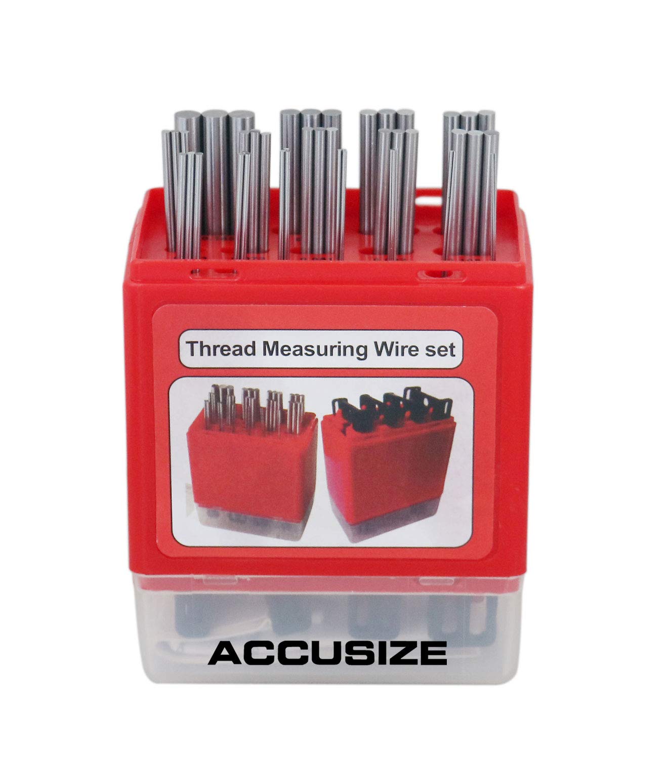 Accusize Industrial Tools U.S. and Metric Thread Measuring Wire Set with Thread Measuring Wire Holders, Eg06-1002