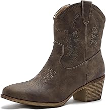 GLOBALWIN Women's Mid Calf The Western Cowboy Boots Fashion Cowgirl Boots For Women Low Heel
