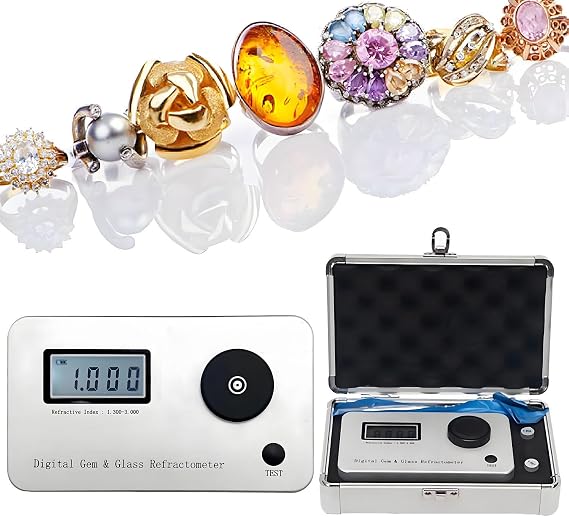 Gemstone Refractometer, Jewelry Tester Identification Tools, Refractive Index 1.300-3.000, with LCD Screens, for Jewelry, Gold & Silver and Diamond