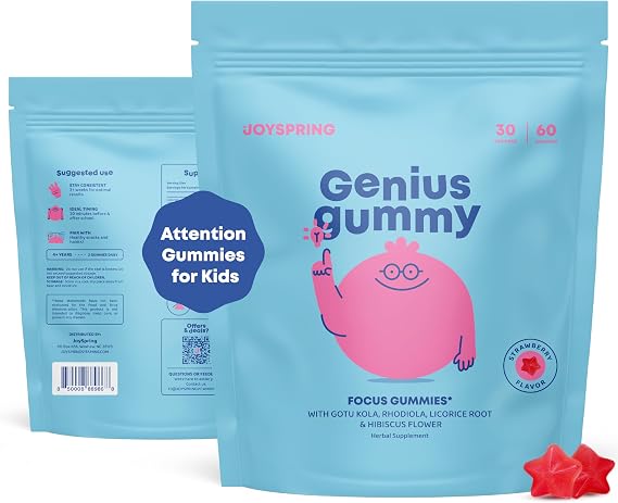 JoySpring Calmify & Genius Gummies Bundle | Naturally Sourced Kids Vitamins & Minerals | Non-Alcoholic, Sugar-Free Liquid Formula | Vegan & Vegetarian Liquid Drops and Gummies Supplement