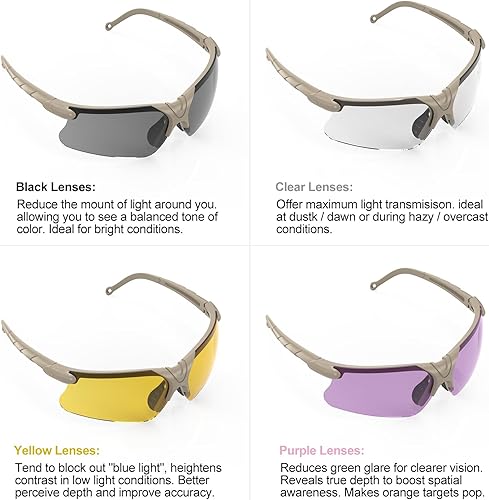 Miniatura 20 de xaegistac Anteojos de disparo con estuche antivaho para caza de hombres y mujeres Amarillo