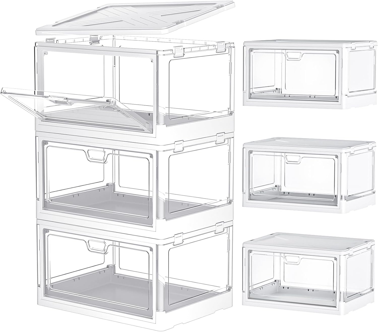 Sturdy Clear Storage Bins with Lids 3 Pack, 23QT Plastic Stackable Bins