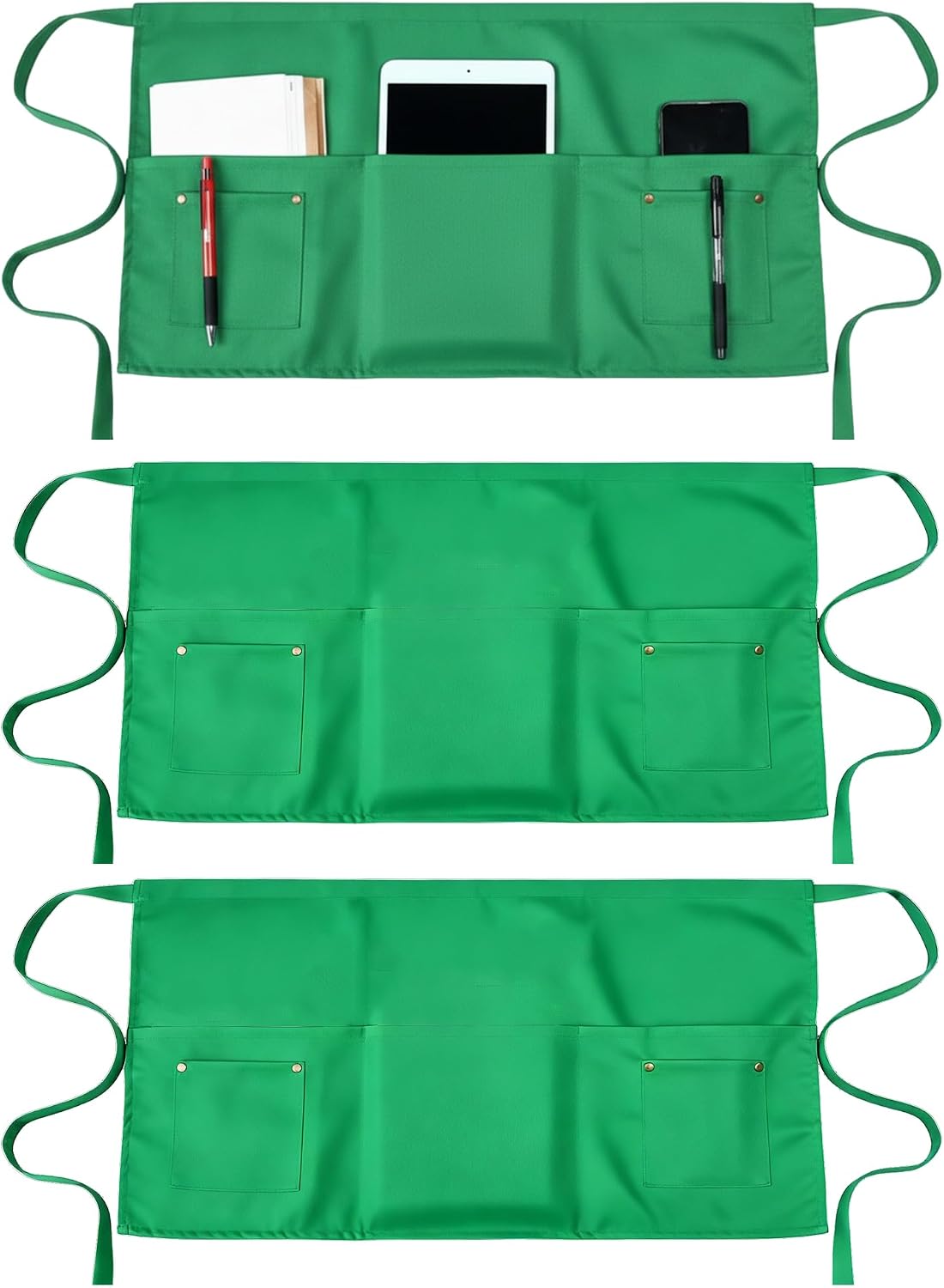 TiwerlfeServer Waist Aprons with 5 Pockets - 11.5 Inch Waterdrop & Oil Resistant Waitress Waiter Half Apron