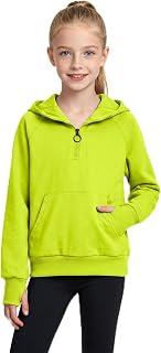 Wenlia Girls Sweatshirts Long Sleeve Half Zip Hoodie with Thumbholes