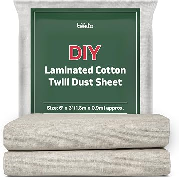 Pack of 2 Laminated Cotton Dust Sheet for Decorating Polythene Backed | 6ft X 3ft Double Protection Painters Sheet Drop Cloth Cover for Covering Furniture, Walls & Stairs While Renovating