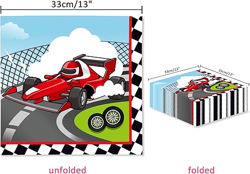 Miniatura 2 de Servilletas de papel de carreras de coches de carreras, 40 piezas, juego de servilletas de papel para cena de carreras, suministros para fiestas