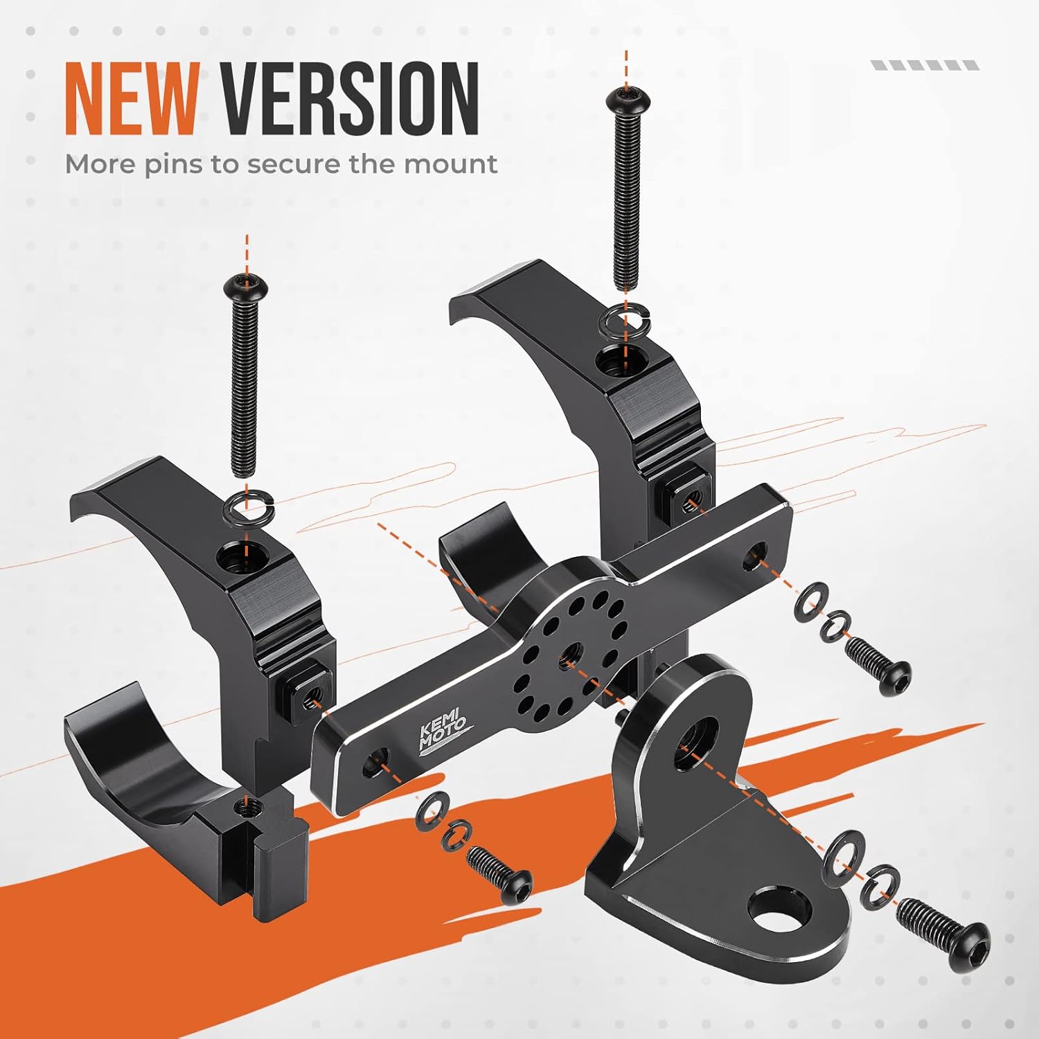 KEMIMOTO Upgraded UTV Whip Mount, Double-Clamps 1.5"-2" Roll Cage Aluminum Whip Light Mounting Bracket Flag Mount, Compatible with Can Am Maverick X3 Polaris Pro RZR Kawasaki Talon,1PC