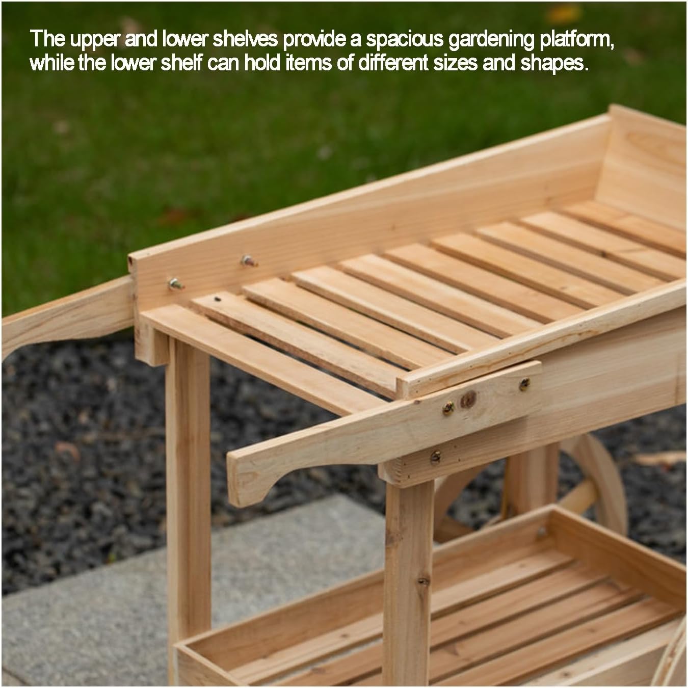 Potting Bench Table，Outdoor Potting Bench Table, Movable Cart Wooden Gardening Table ，w/Storage Shelf Flower Pot Bench for Garden, Patio, Greenhouse