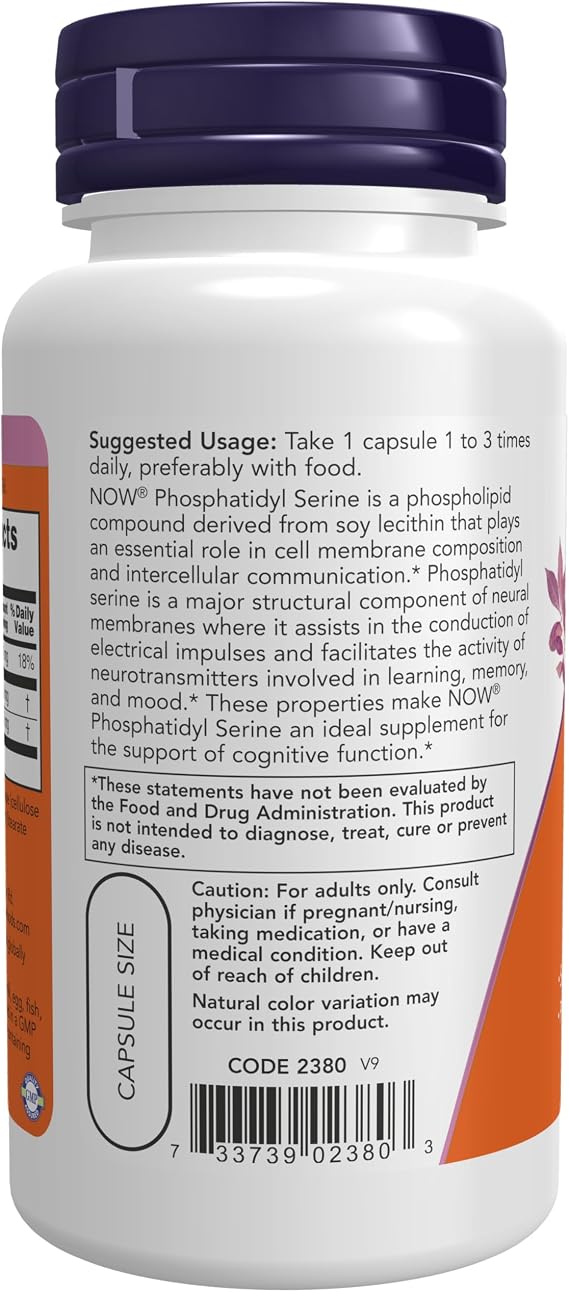 NOW Supplements, Phosphatidyl Serine 100 mg, 60 Veg Caps