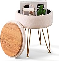 Vista 15 de Cpintltr Taburete de Terciopelo con Almacenamiento con Tapa Desmontable Redonda, Taburete de Sofá, Reposapiés con Asiento Acolchado, Estilo Moderno