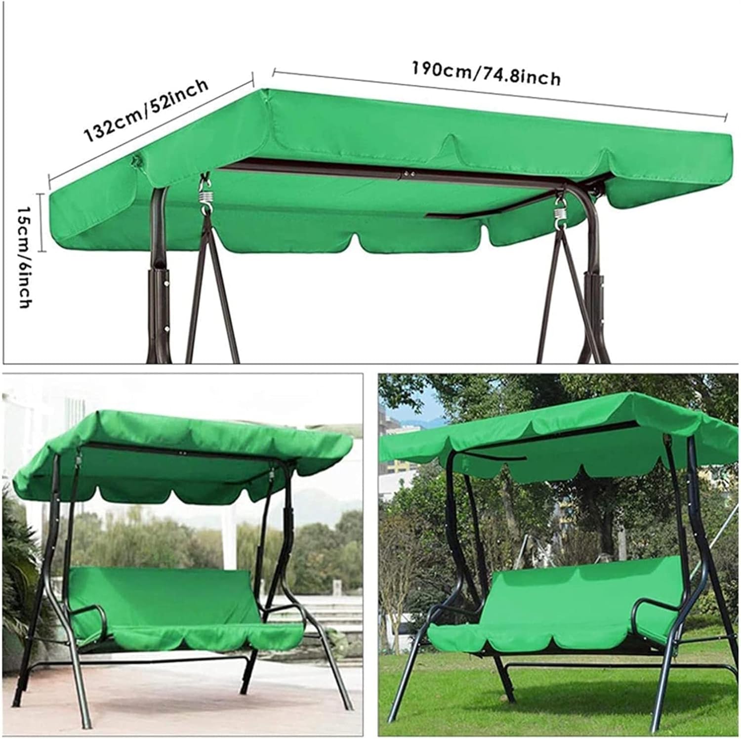 Patio Chair Covers for Outdoor Furniture 3 Seat Swing Canopies + Seat Cushion Cover Set, Patio Swing Chair Hammock Replacement Waterproof Garden Patio Egg Chair (Color : Red)