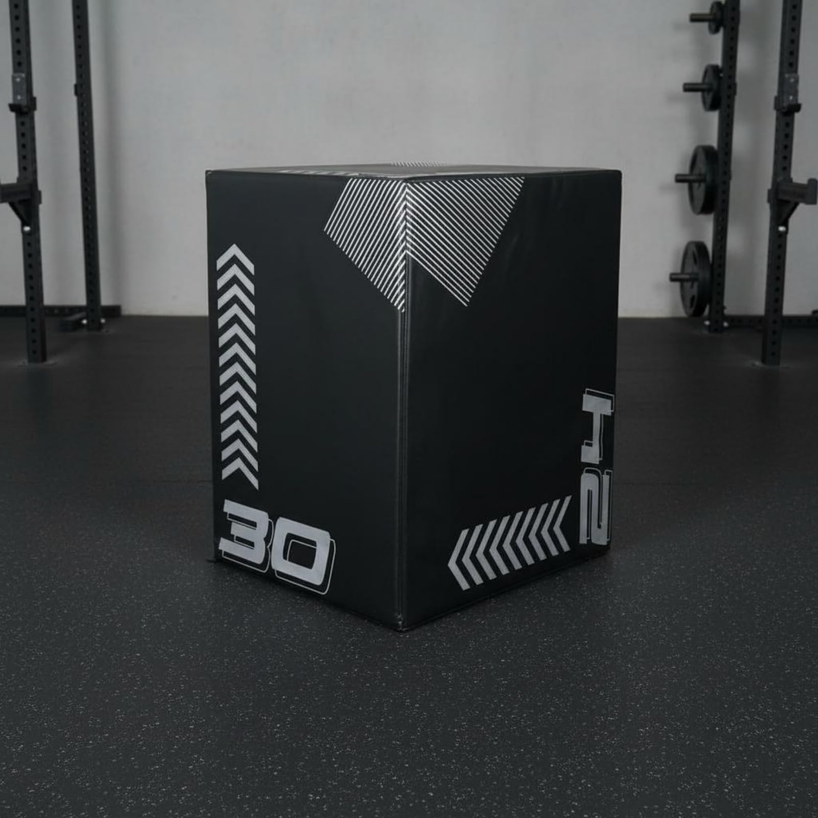 LOVIVER Children Plyometrica Cubo Salto Palestra Attrezzo Allenamento Stazione di Salto in Schiuma con Rivestimento Pvc per, Box Pliometrico Nero Con Frecce Bianche E Numeri 30/24, 76x61x51cm, 8kg