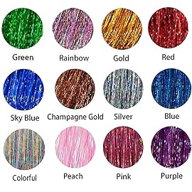Hair Tinsel Kit, Fairy Tinsel Hair Extensions With Tool 2760 Strands 12 Colors Holographic Heat Resistant Sparkling Hair Glitter for Christmas New Year Party (48 Inch)